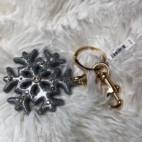Coach Sparkly Snowflake ❄️ Key Chain / Purse Bag Tag Silver & Gold NWT - Picture 1 of 8